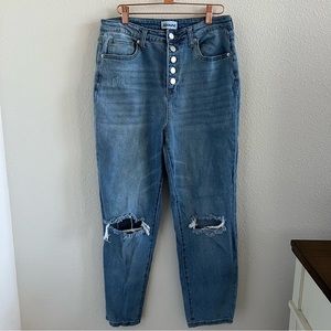 Abound Exposed Button Fly Distressed Jeans Stretch 28